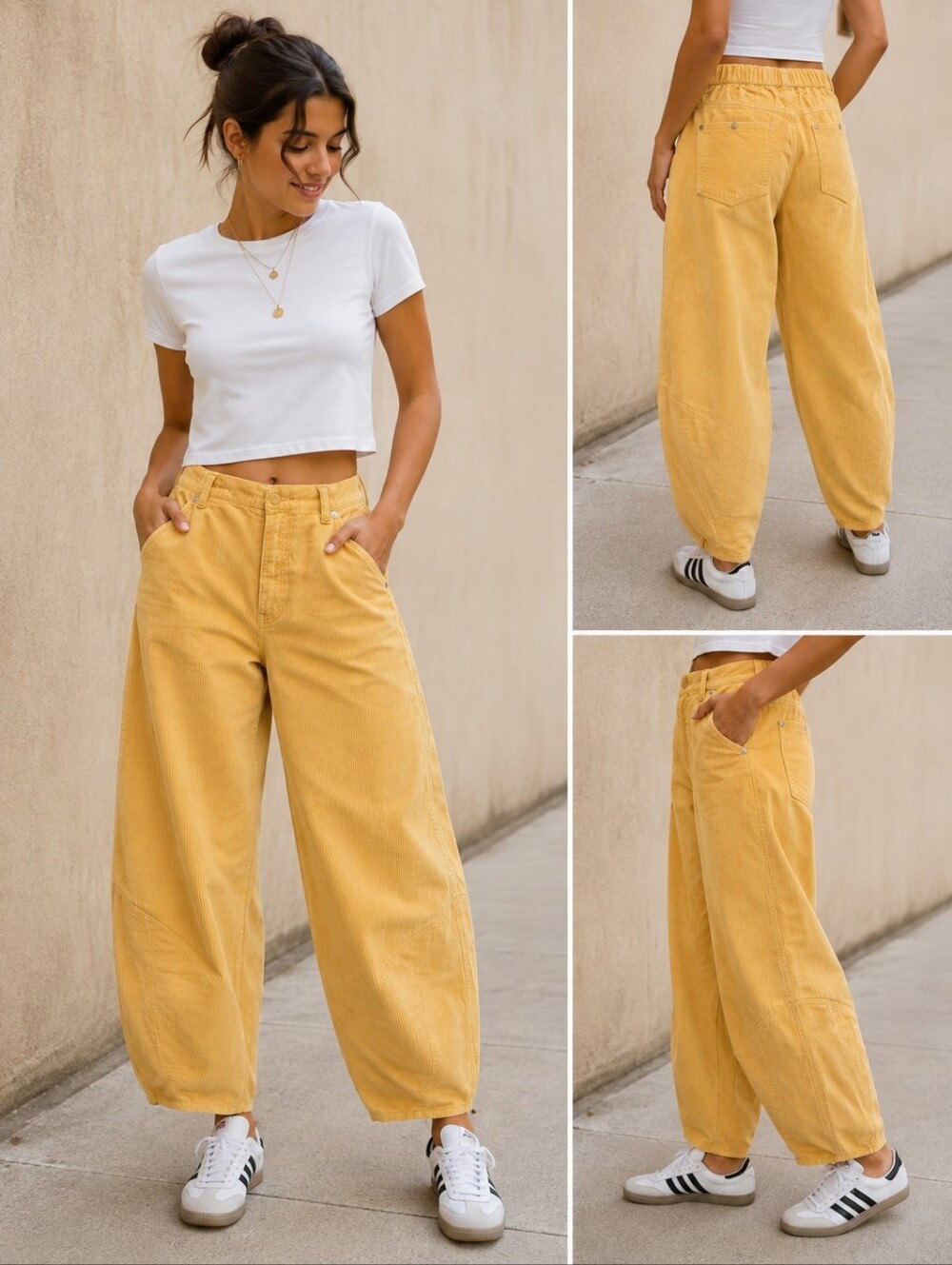 We The Free  Yellow Corduroy  Barrel Pants